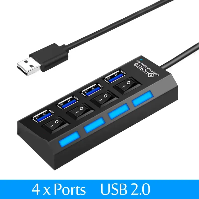 Hub USB 3.0 et USB 2.0 multiport avec alimentation secteur, 4/7 ports, interrupteur et câble de 30 cm 10