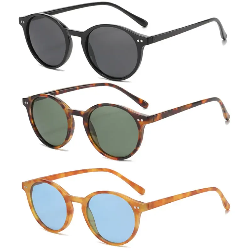 Lunettes de soleil polarisées rondes rétro, monture léopard classique, protection UV400 mixte 1