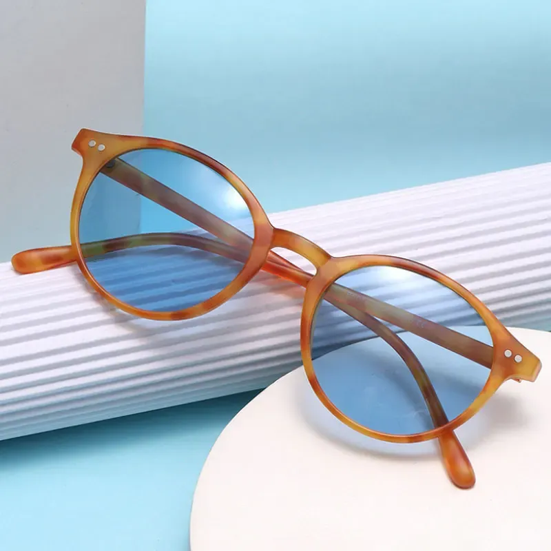 Lunettes de soleil polarisées rondes rétro, monture léopard classique, protection UV400 mixte 2