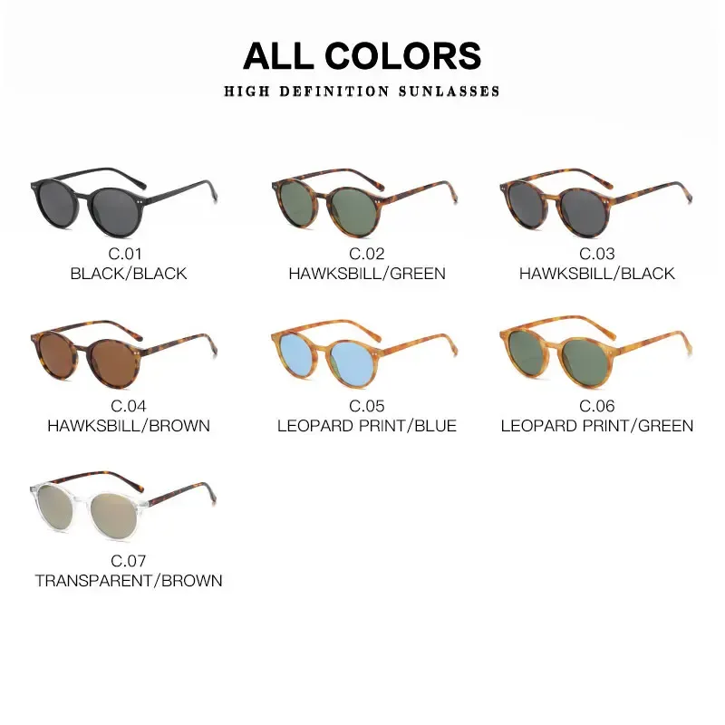 Lunettes de soleil polarisées rondes rétro, monture léopard classique, protection UV400 mixte 5