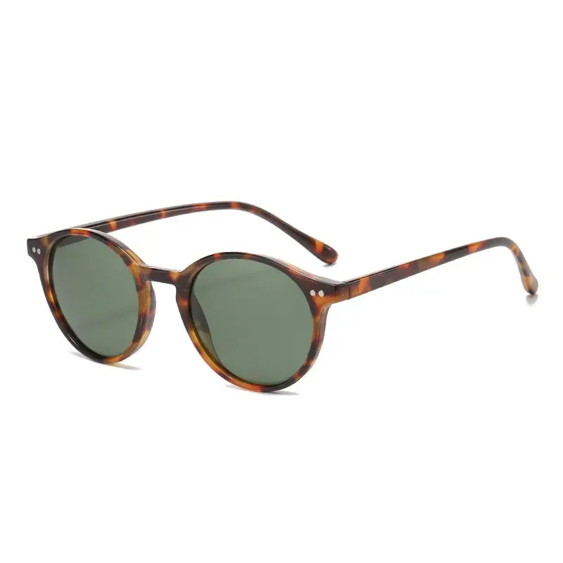 Lunettes de soleil polarisées rondes rétro, monture léopard classique, protection UV400 mixte 8