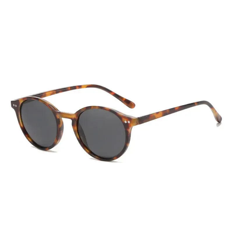 Lunettes de soleil polarisées rondes rétro, monture léopard classique, protection UV400 mixte 7