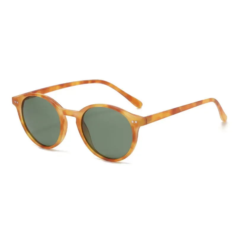 Lunettes de soleil polarisées rondes rétro, monture léopard classique, protection UV400 mixte 11