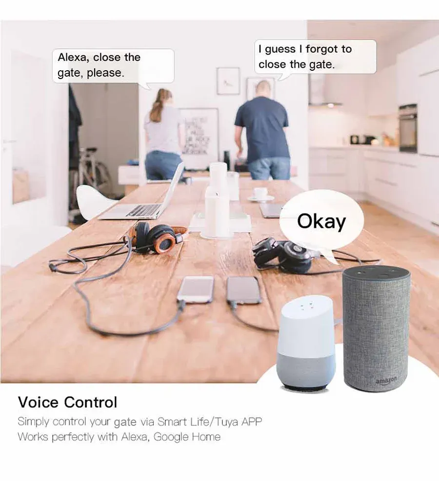 Ouvre-porte coulissant motorisé connecté WiFi, contact sec, 110-240 V, commande vocale Alexa et Google Home 3