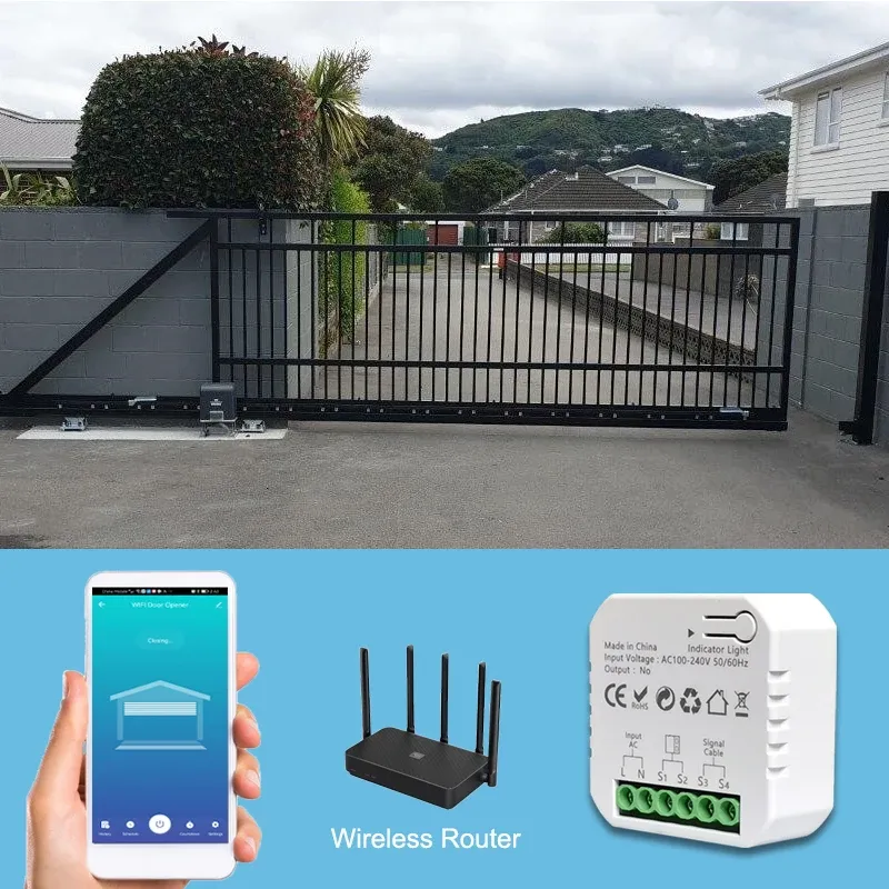 Ouvre-porte coulissant motorisé connecté WiFi, contact sec, 110-240 V, commande vocale Alexa et Google Home 2