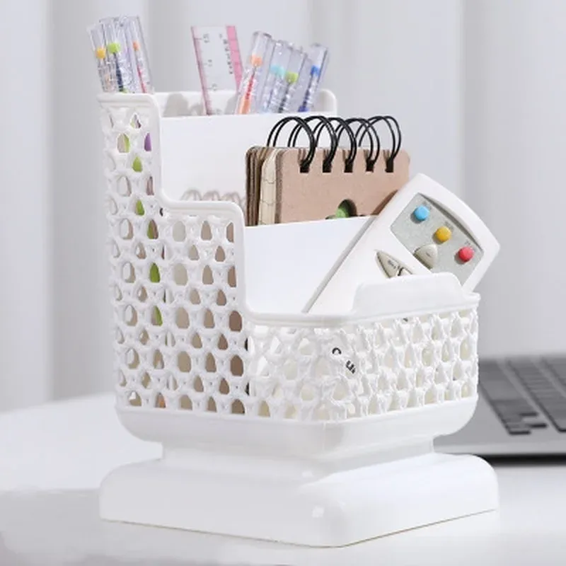 Organisateur de maquillage en forme de papeterie scolaire, boîte de rangement de bureau, conteneur pour cosmétiques, bijoux et papeterie en plastique 5