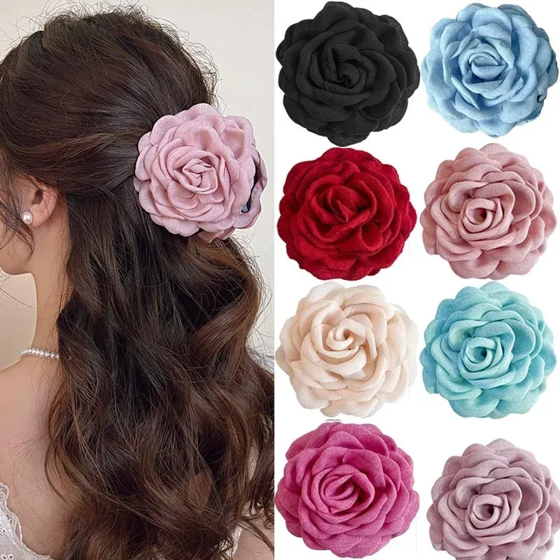 Pince à cheveux fleur de Rose romantique, vue d'ensemble