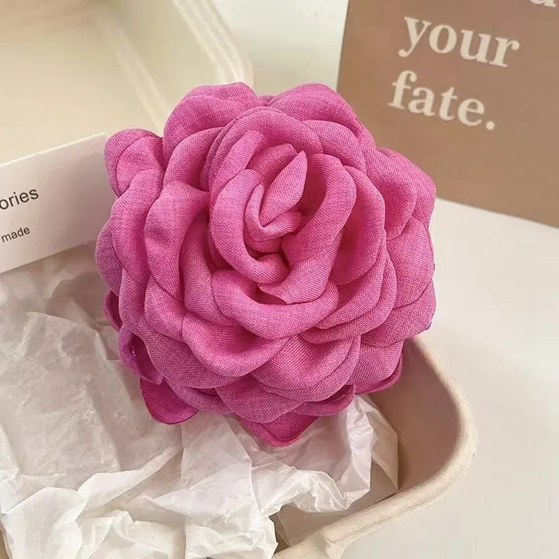 Grande pince requin élégante en forme de rose pour femme 19