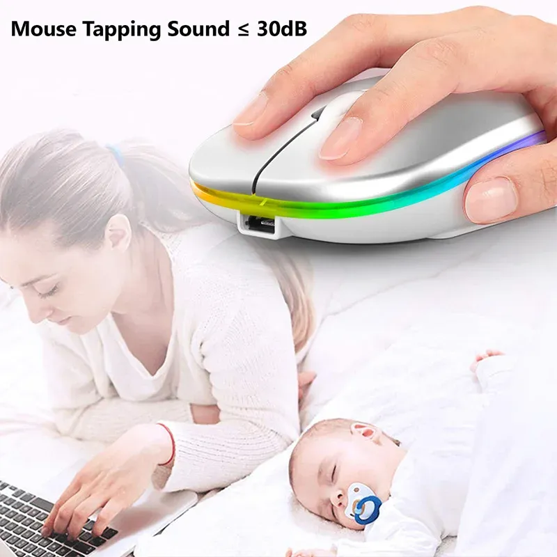 Souris sans fil RVB pour ordinateur portable, utilisation au quotidien