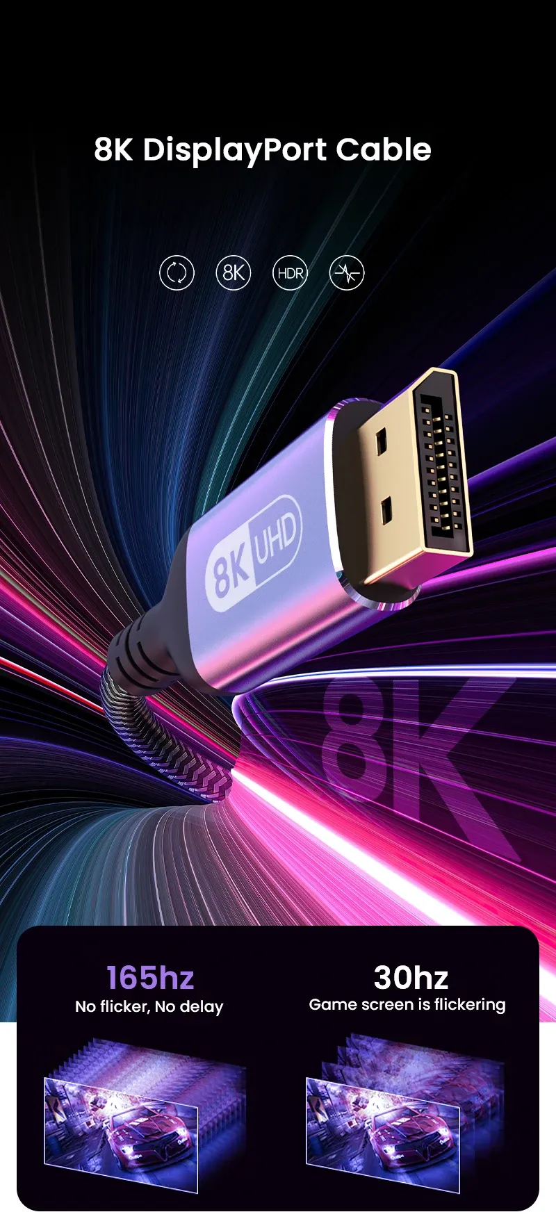 Câble DisplayPort premium, vue détaillée