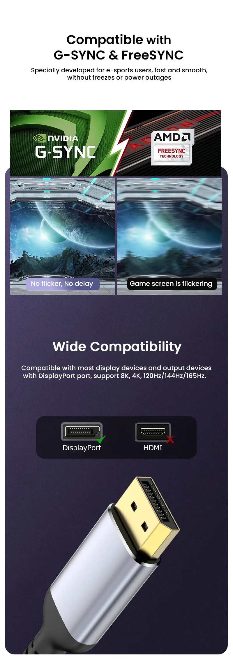 Câble DisplayPort premium, finition