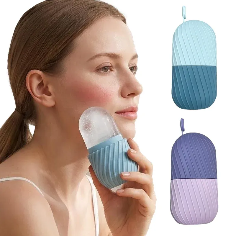 Rouleau de glace en silicone pour le visage portable, outil de massage pour soins de la peau