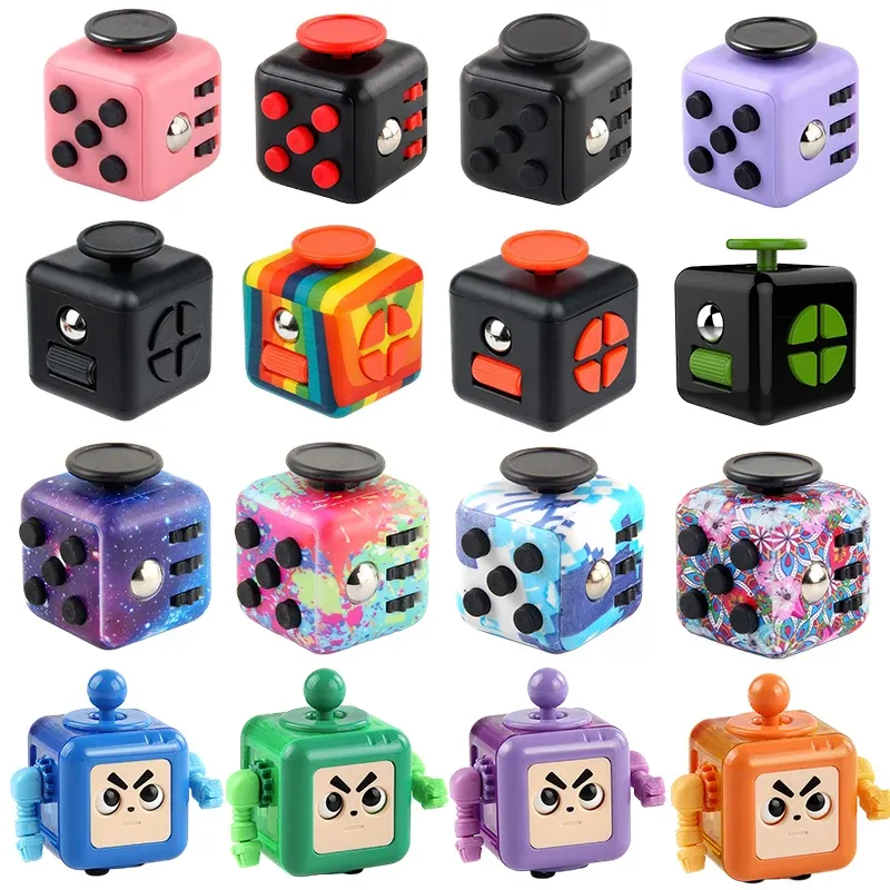 Cube de décompression arc-en-ciel 6/12 faces, jouet sensoriel anti-stress pour enfants et adultes