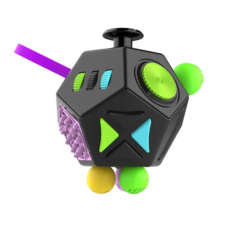 Cube de décompression arc-en-ciel 6/12 faces, jouet sensoriel anti-stress pour enfants et adultes 7