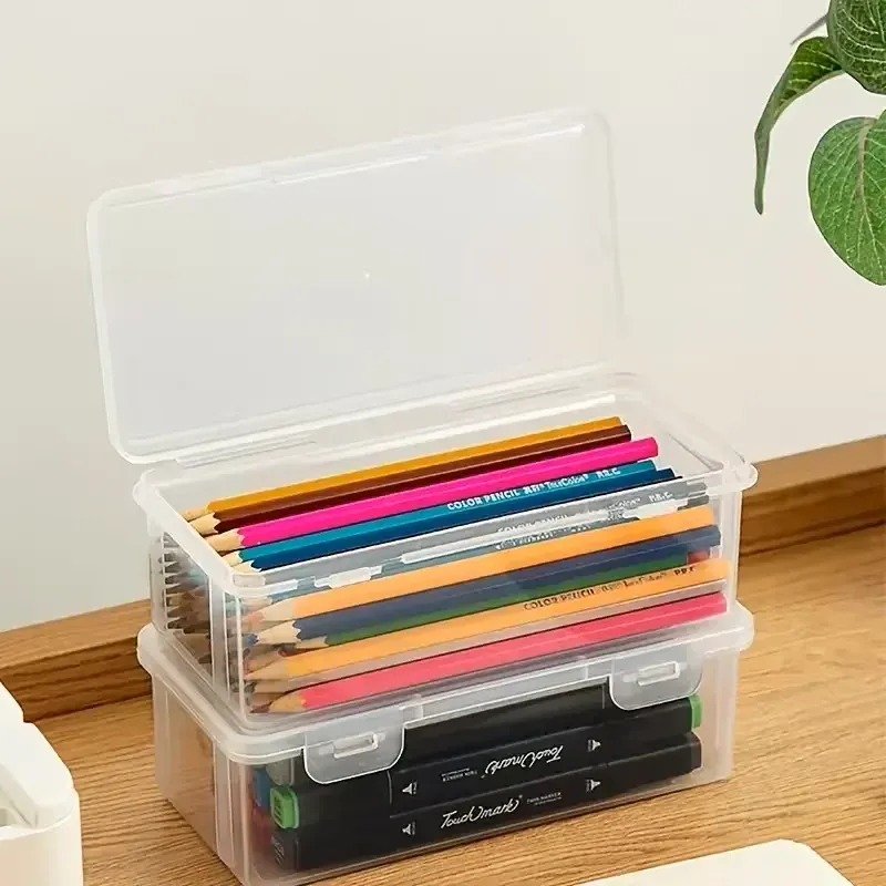 Lot de 4 grandes boîtes de rangement transparentes en PP avec couvercles 3