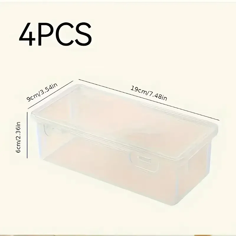 Lot de 4 grandes boîtes de rangement transparentes en PP avec couvercles 6