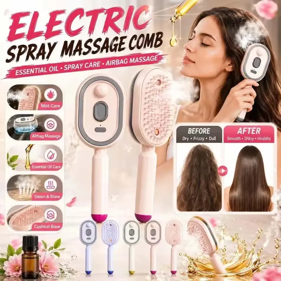 Brosse lissante électrique à vapeur rechargeable avec fonction démêlante et massante