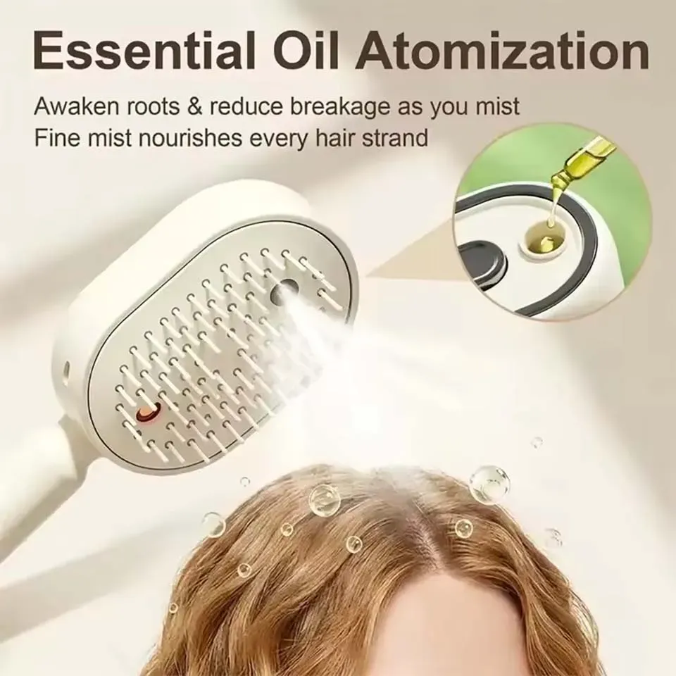 Brosse lissante électrique à vapeur rechargeable avec fonction démêlante et massante 3