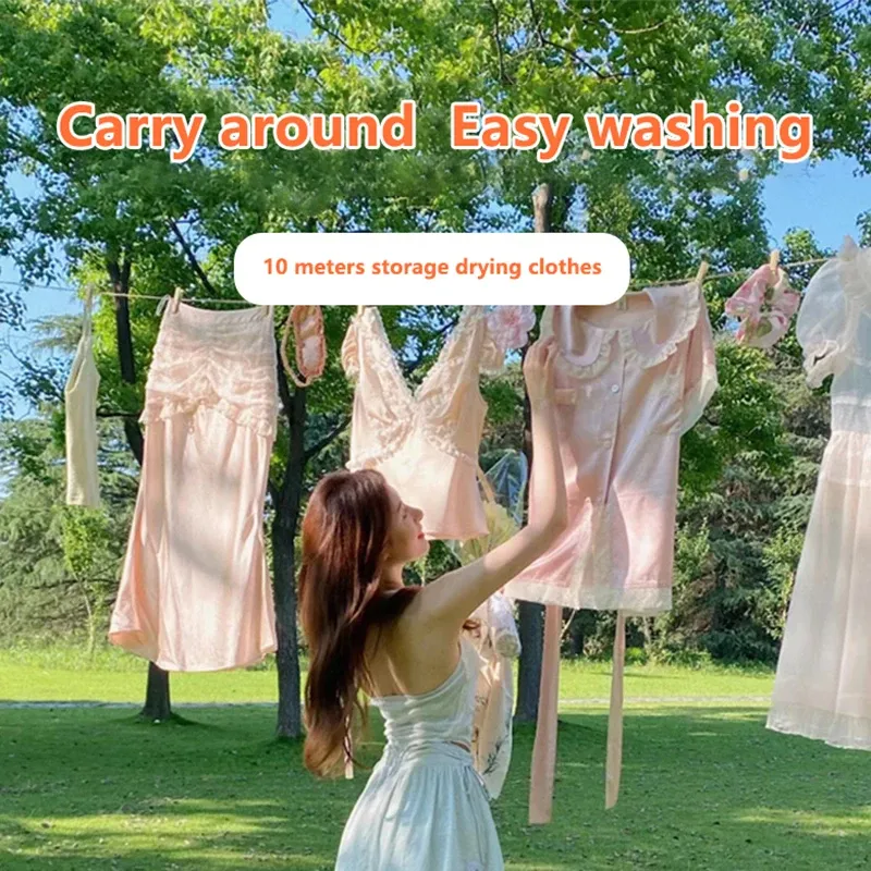 Corde à linge rétractable en situation