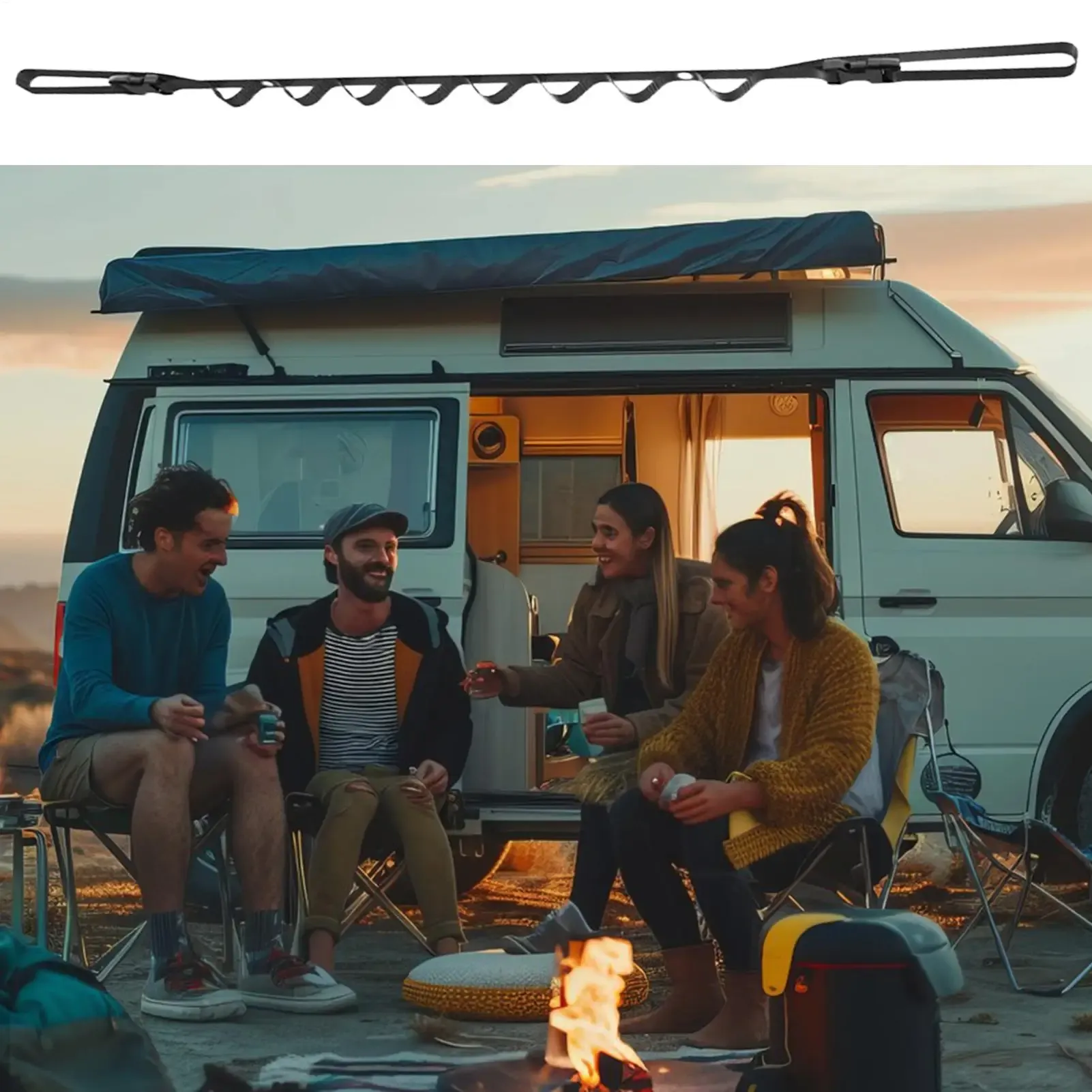 Étendoir à linge rétractable et portable pour camping-car, accessoire de voyage en plein air 5