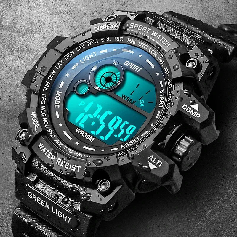 Montre numérique LED pour homme, étanche, avec date, style militaire 2