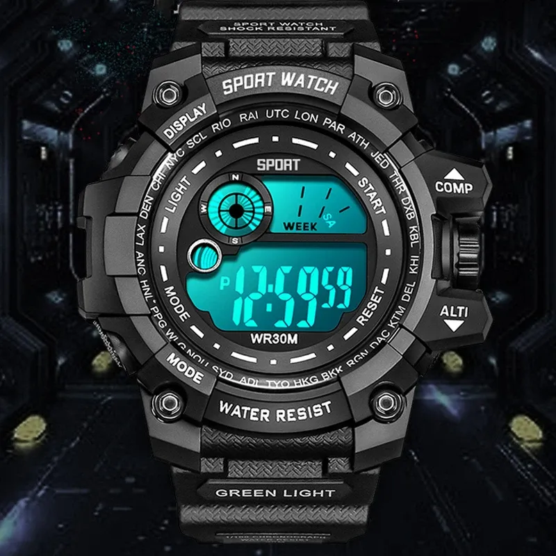 Montre numérique LED pour homme, étanche, avec date, style militaire 4