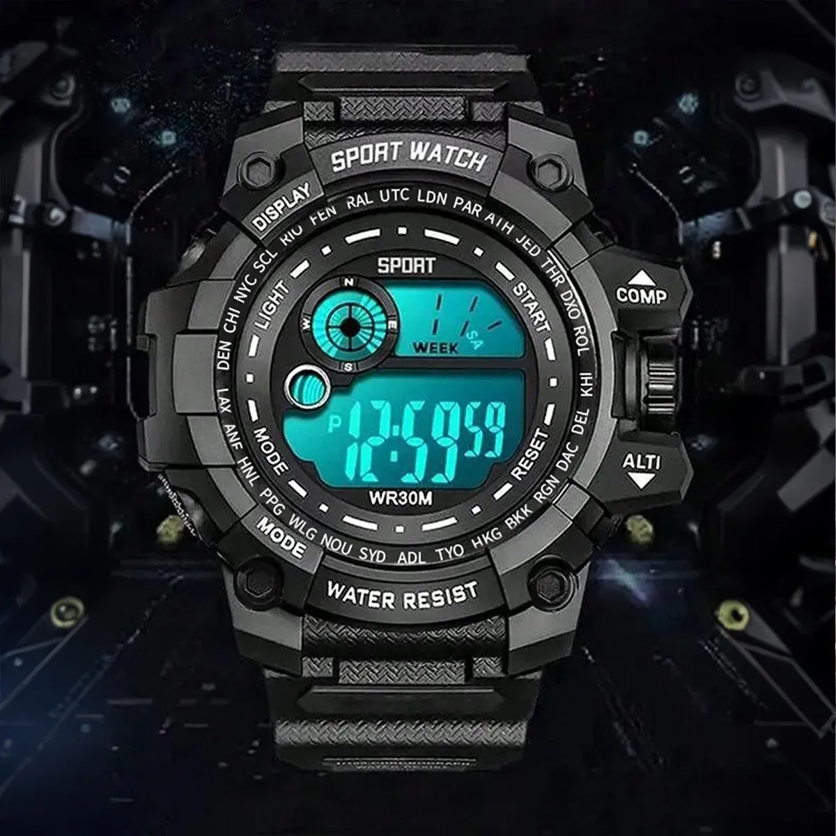 Montre numérique LED pour homme, étanche, avec date, style militaire 5