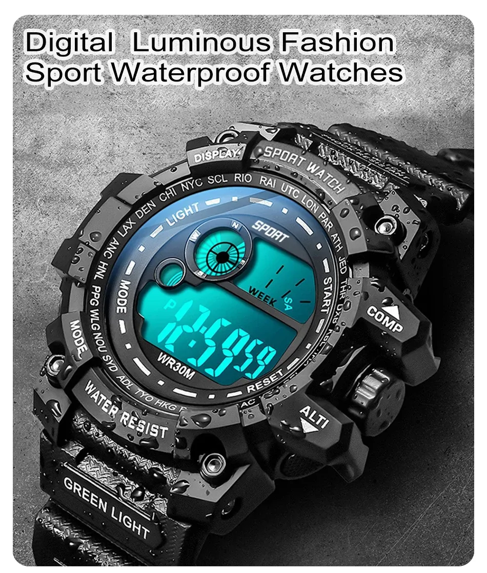 Montre numérique LED pour hommes