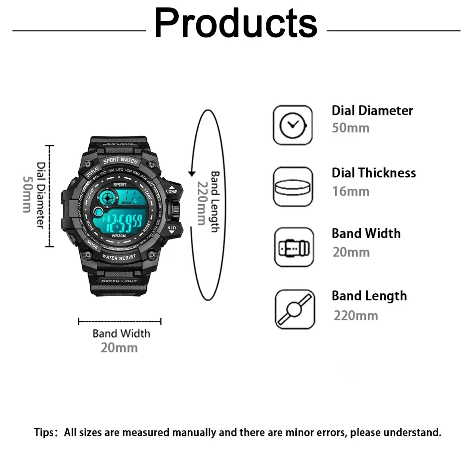 Détail du design de la montre LED
