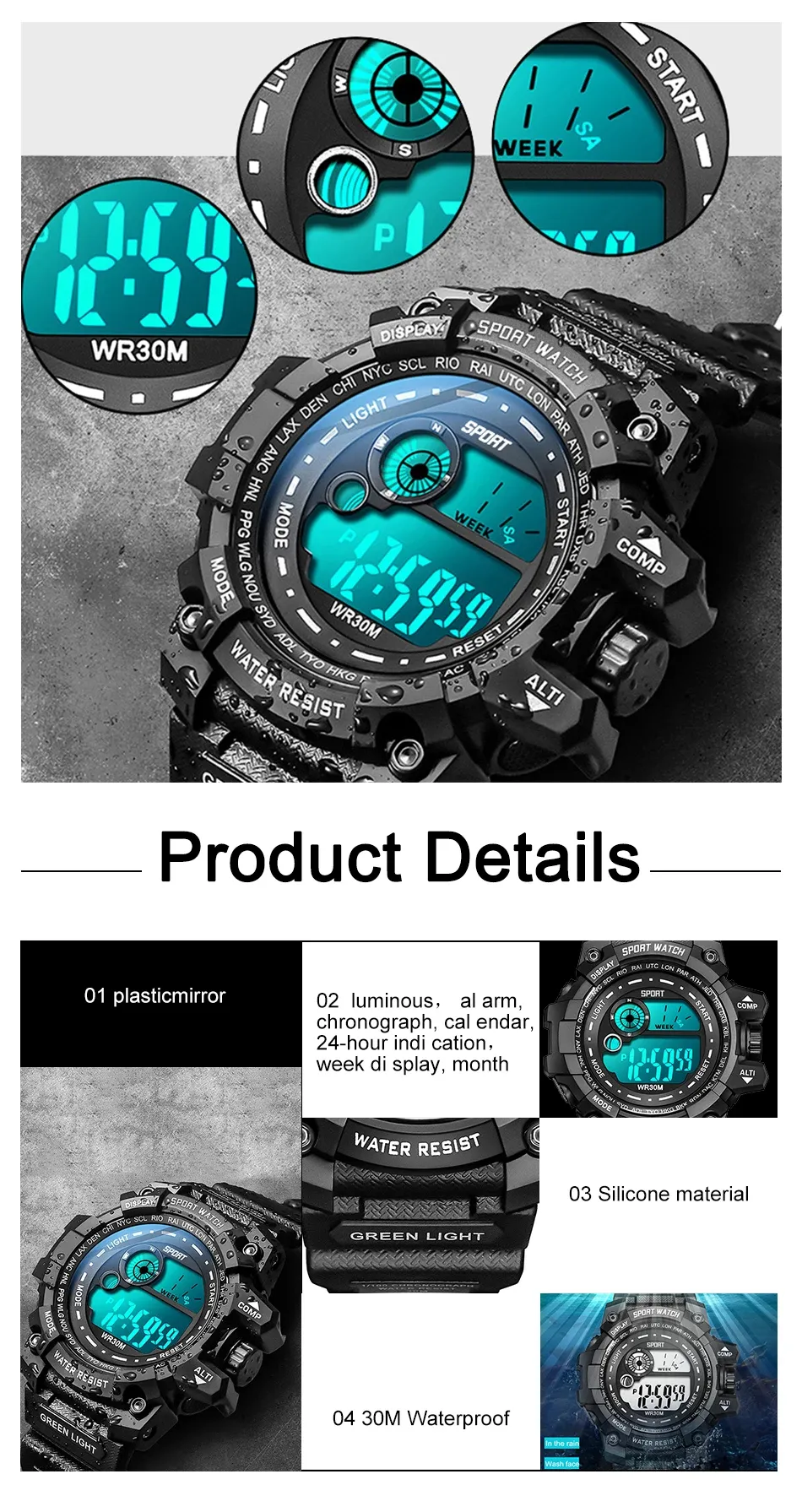 Montre LED au poignet