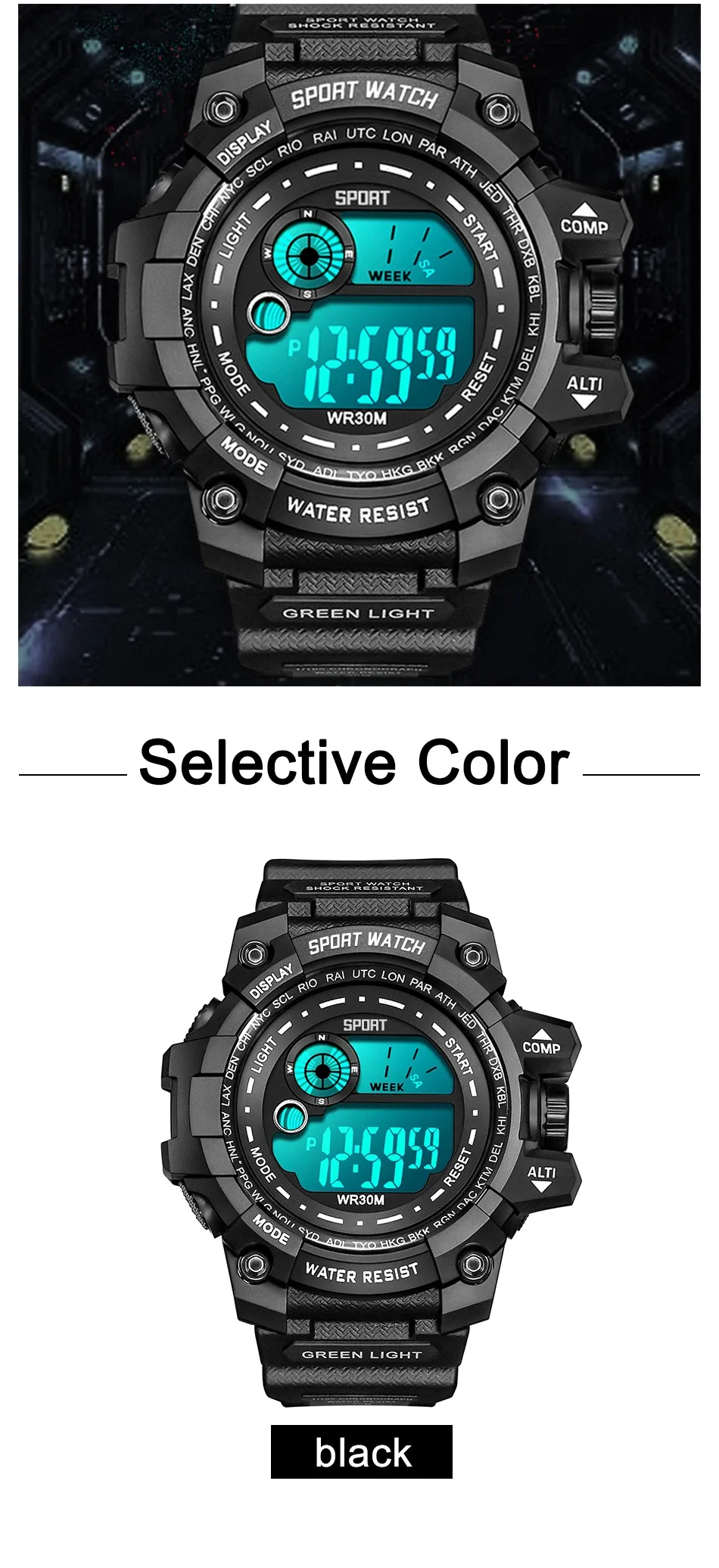 Montre LED style sportif