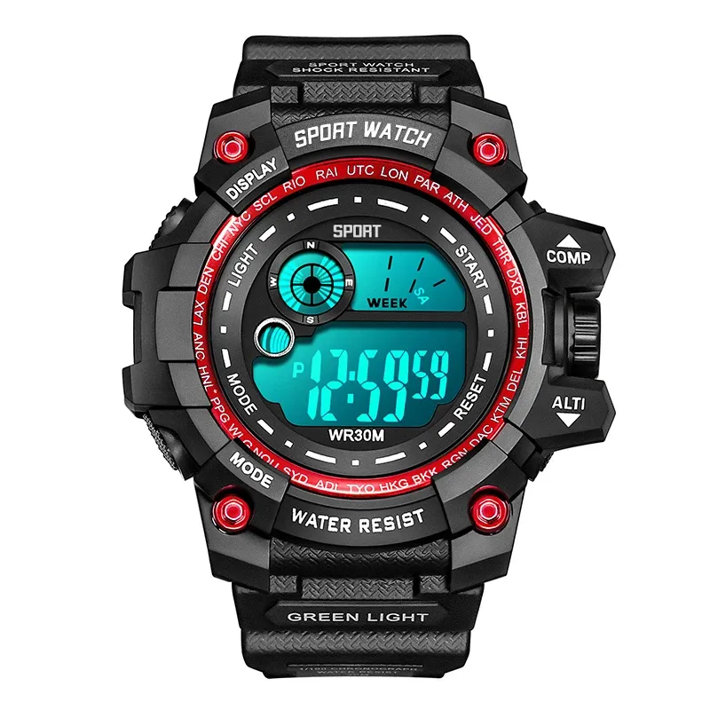 Montre numérique LED pour homme, étanche, avec date, style militaire 9