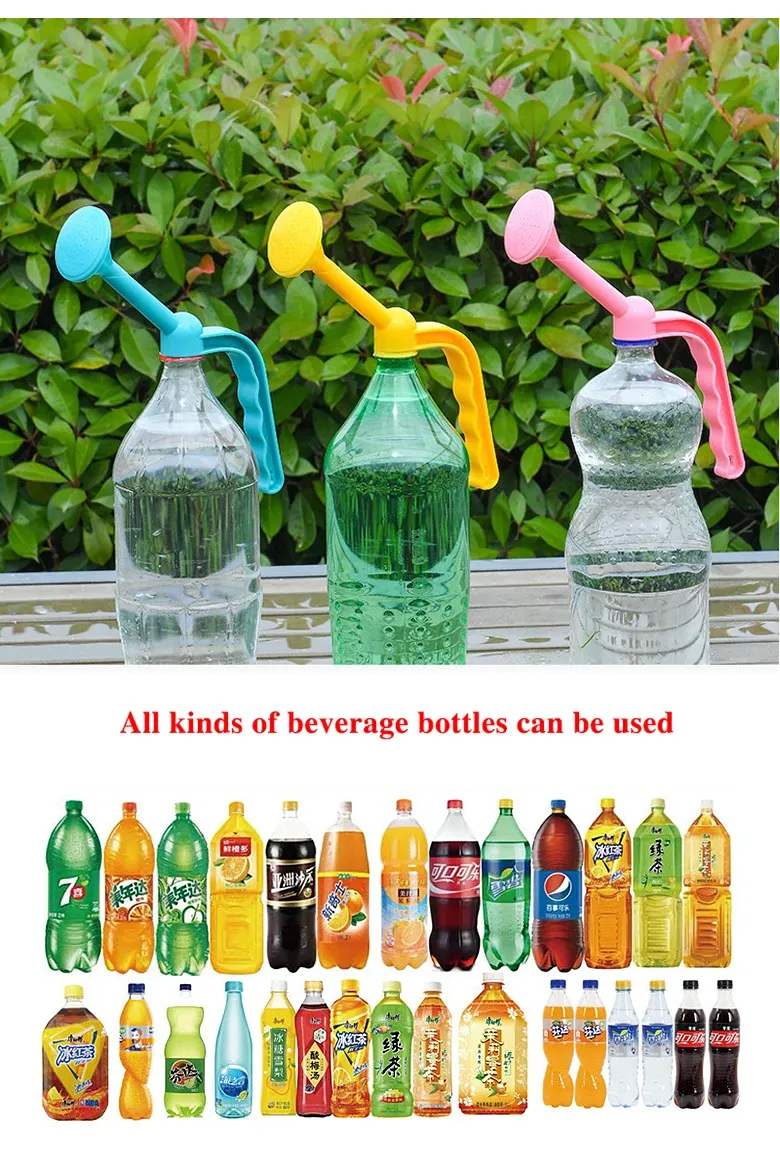 Détail de l'arrosoir fixé sur une bouteille