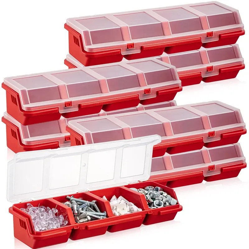Boîte de rangement pour vis avec couvercle, bac empilable pour quincaillerie