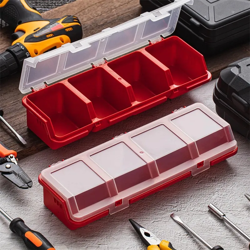 Boîte de rangement pour vis avec couvercle, bac empilable pour quincaillerie 5