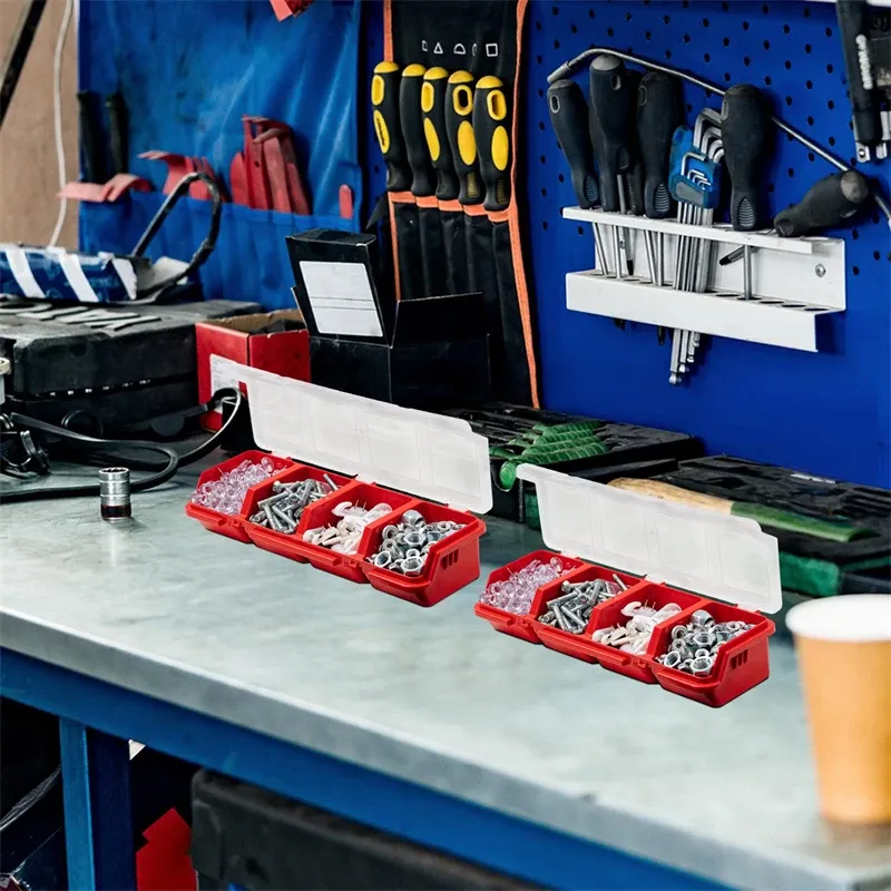 Boîte de rangement pour vis avec couvercle, bac empilable pour quincaillerie 6