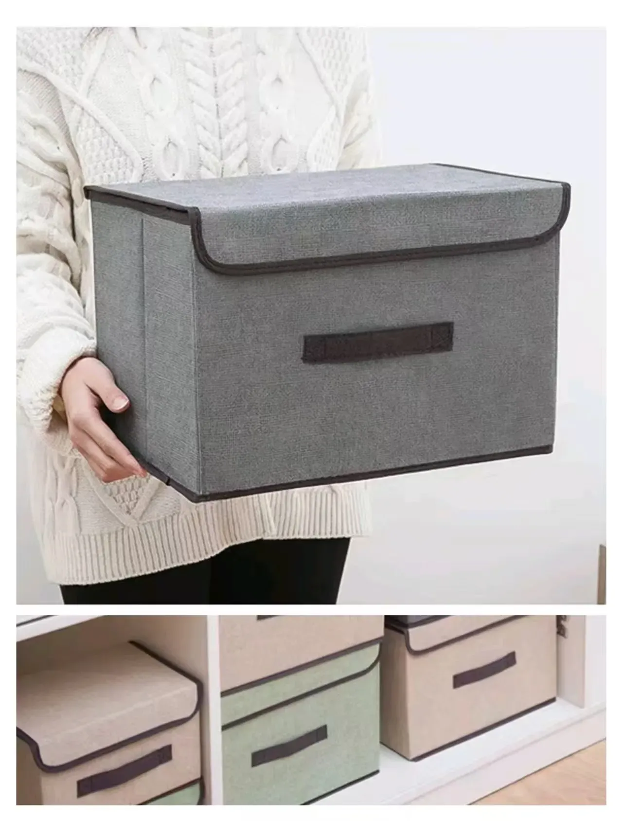 Boîte de rangement pliable et portable anti-poussière pour vêtements, cosmétiques et jouets