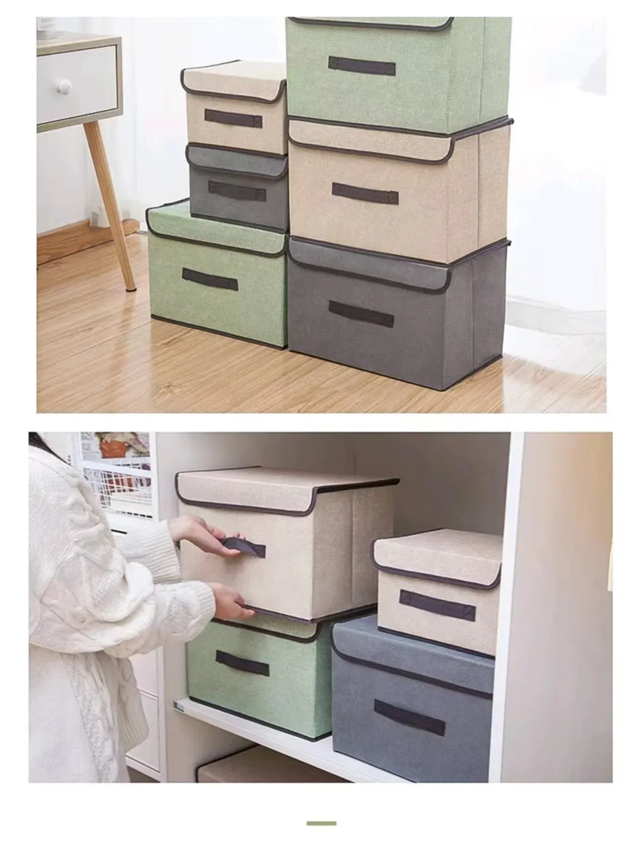 Boîte de rangement pliable et portable anti-poussière pour vêtements, cosmétiques et jouets 4