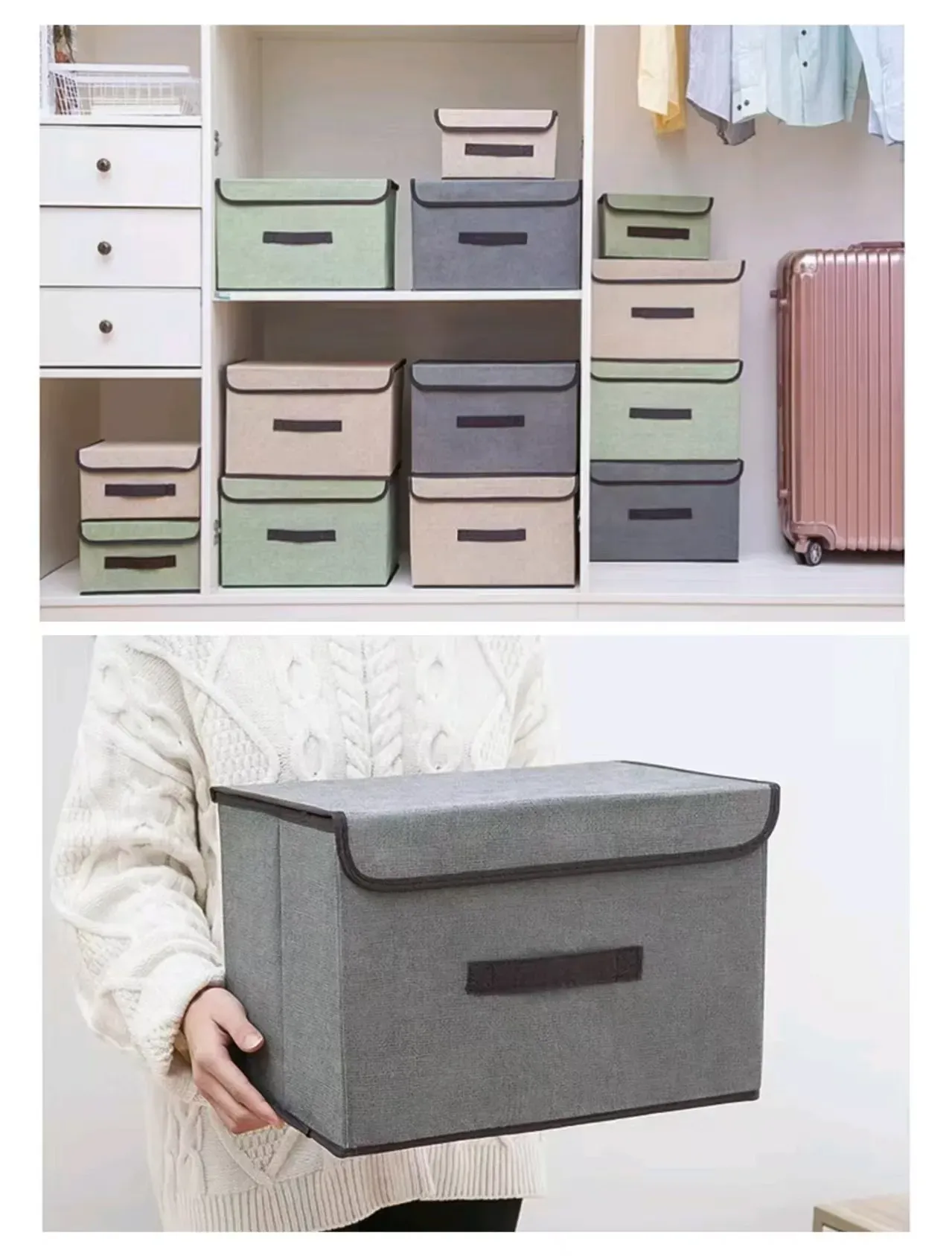 Boîte de rangement pliable et portable anti-poussière pour vêtements, cosmétiques et jouets 5