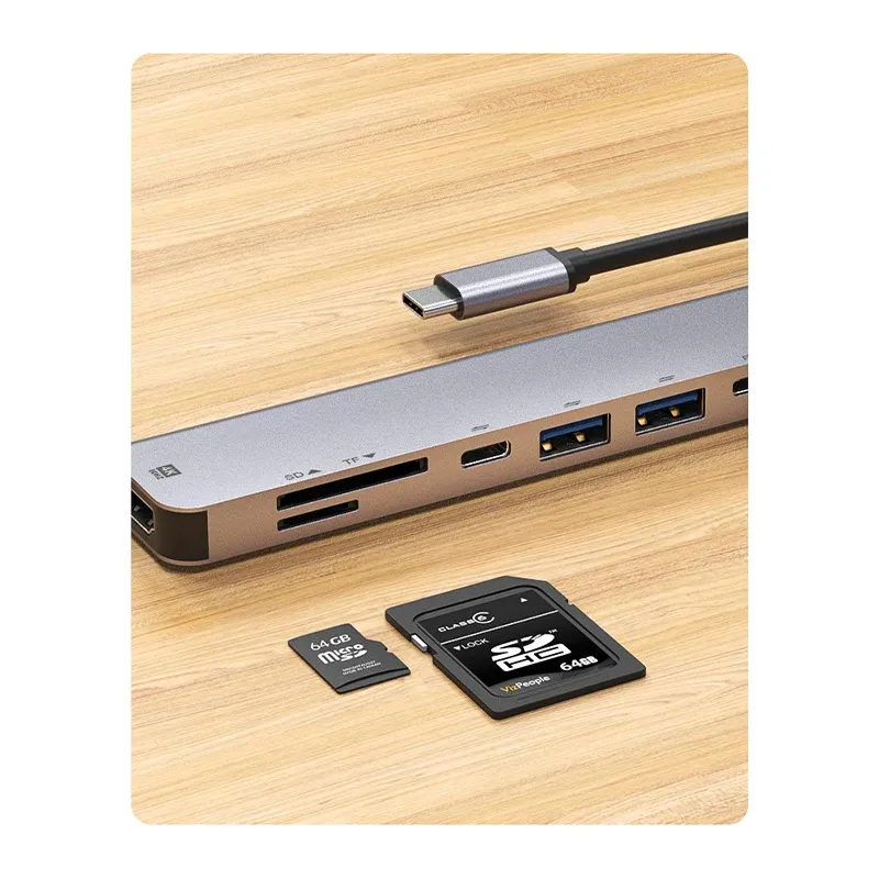 Hub USB-C 7 en 1 avec sortie HDTV 4K 30 Hz, ports USB 3.0 et USB 2.0, lecteur de cartes SD/TF et charge USB-C PD, compatible MacBook 4