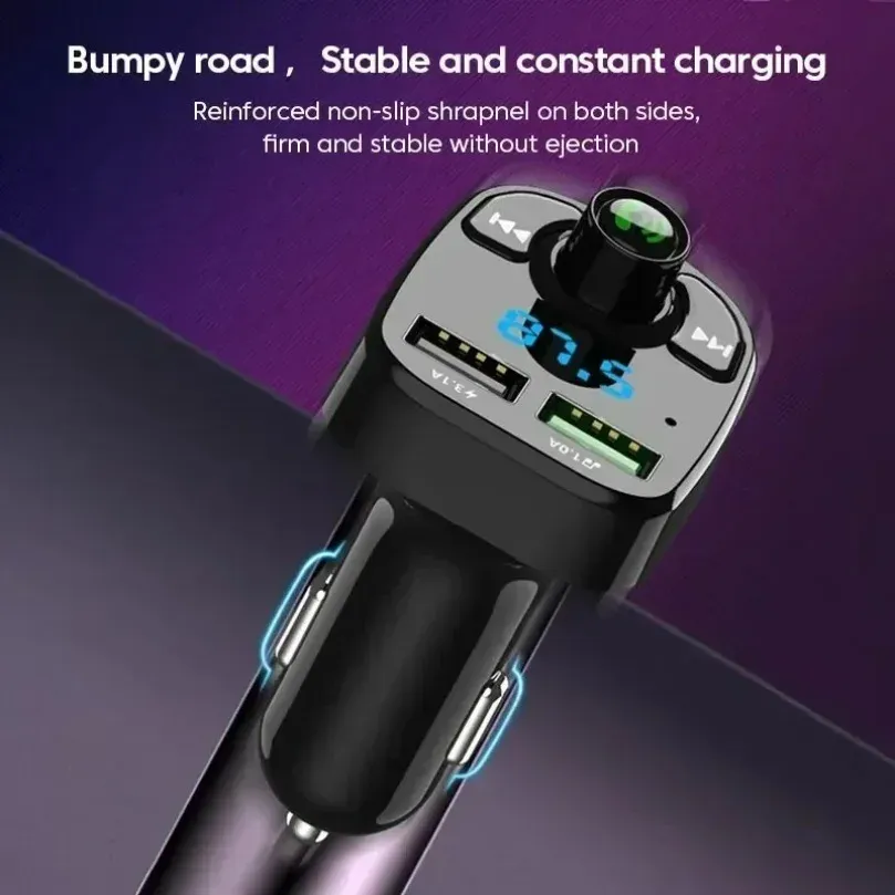 Récepteur Bluetooth 5.0 pour voiture avec lecteur MP3, transmetteur FM, kit mains libres, éclairage LED et chargeur double USB 2.1A/3.1A, QC3.0 et PD Type-C 5
