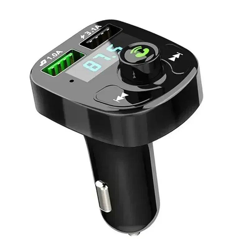 Récepteur Bluetooth 5.0 pour voiture avec lecteur MP3, transmetteur FM, kit mains libres, éclairage LED et chargeur double USB 2.1A/3.1A, QC3.0 et PD Type-C 7