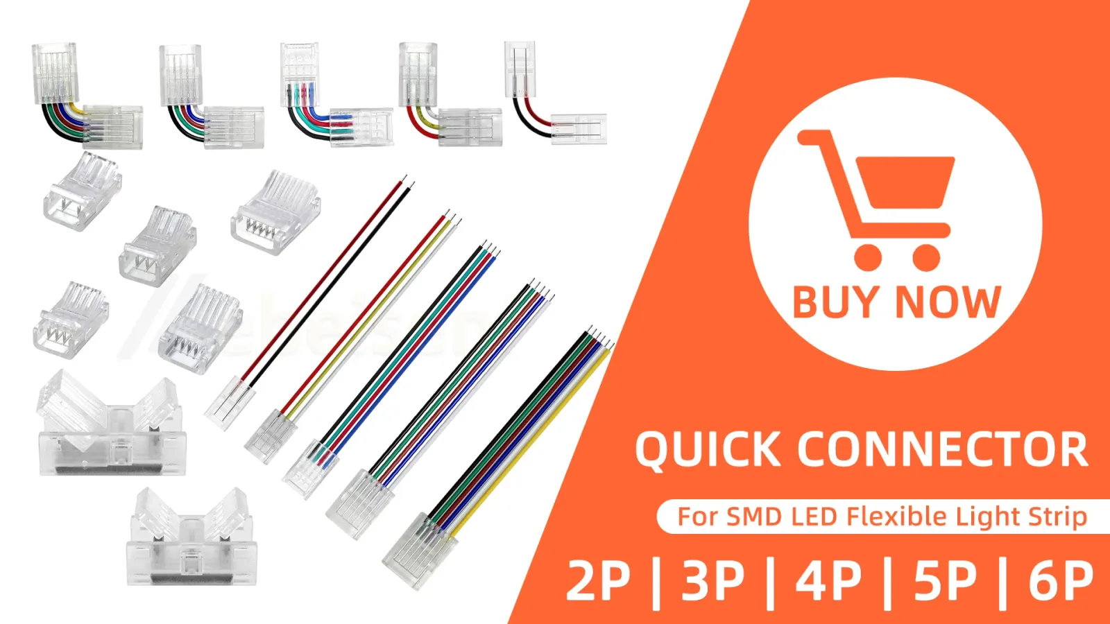 Câble de rallonge coloré pour ruban LED, vue d'ensemble