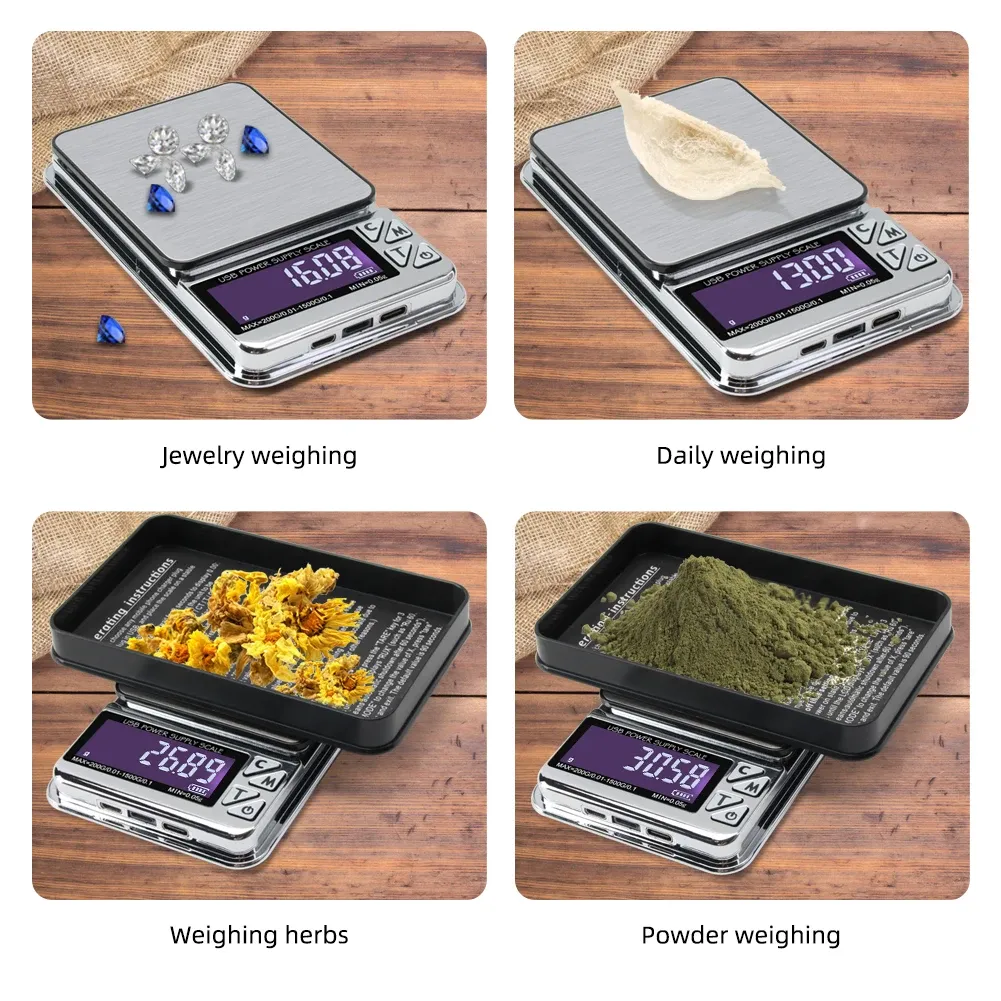 Balance à bijoux numérique haute précision 200 g / 1000 g, précision 0,01 g, fonction de comptage intelligent, balance de poche pour cuisine, rechargeable par USB 6