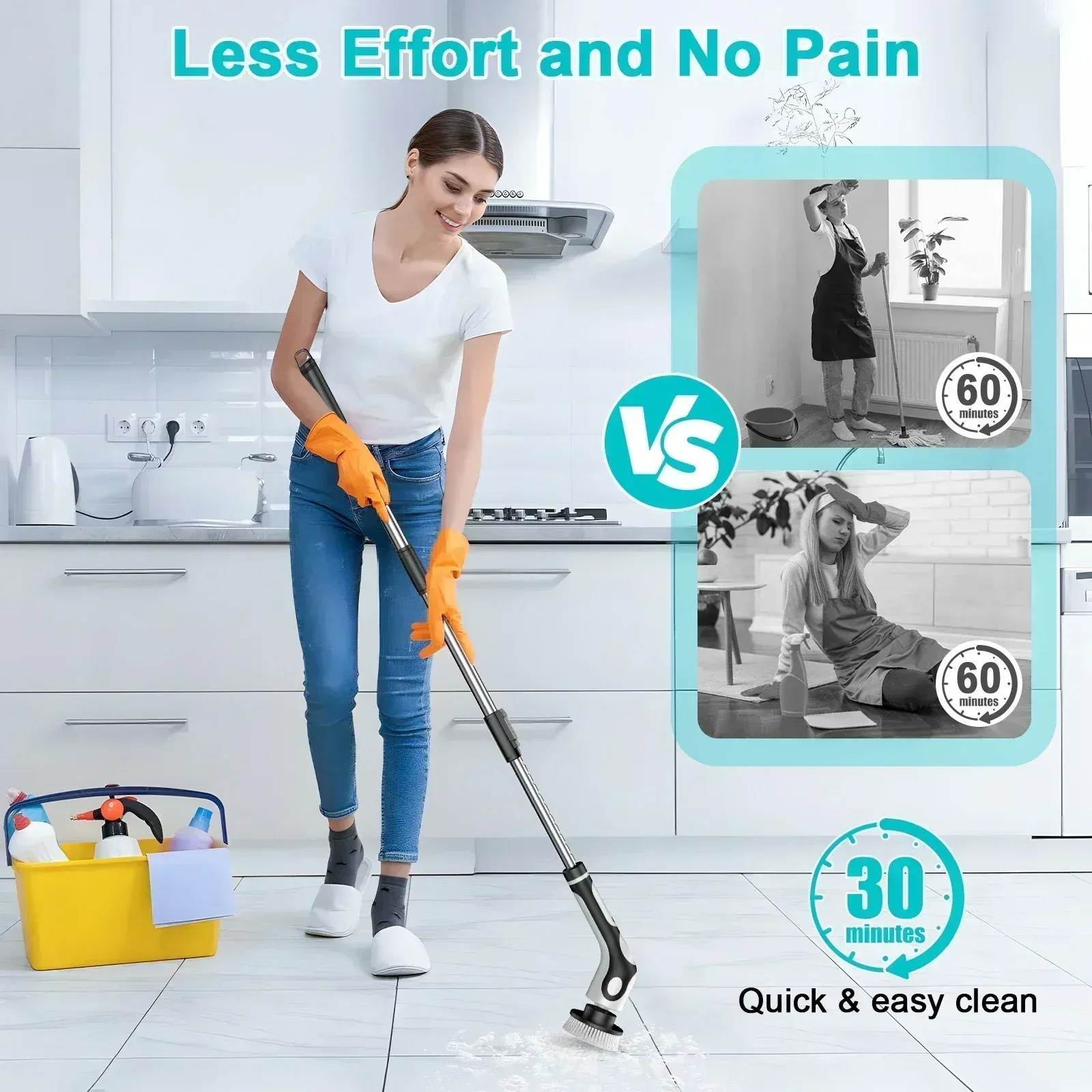 TINSOL Brosse de nettoyage électrique rechargeable 11 en 1 multifonctionnelle, rotative et intelligente, avec commande vocale, idéale pour la cuisine 3