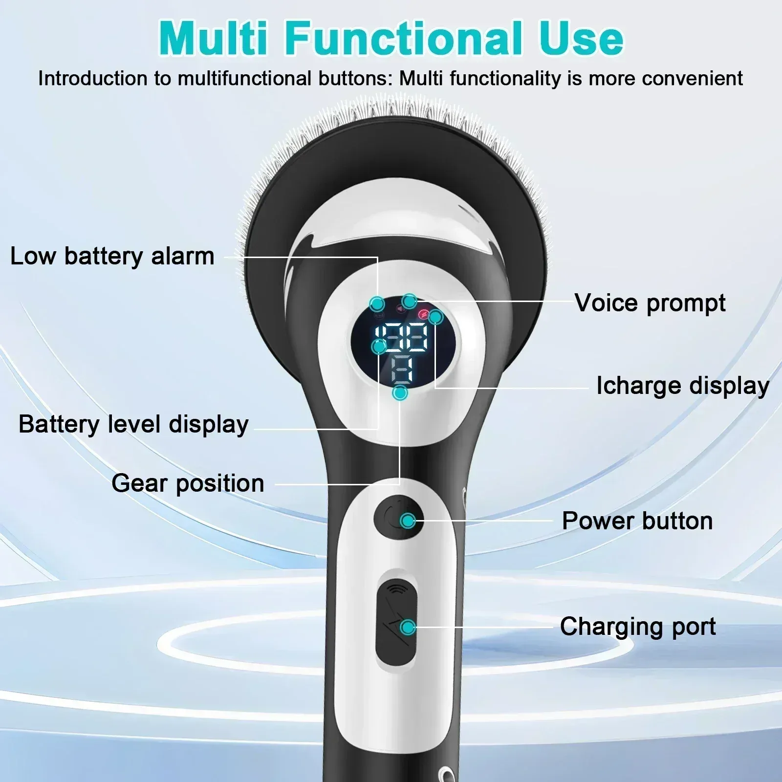TINSOL Brosse de nettoyage électrique rechargeable 11 en 1 multifonctionnelle, rotative et intelligente, avec commande vocale, idéale pour la cuisine 4