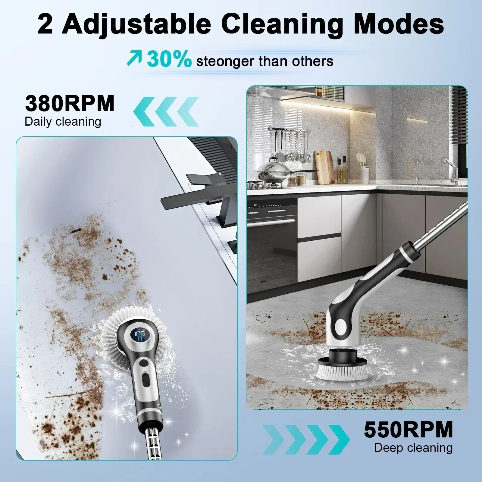 TINSOL Brosse de nettoyage électrique rechargeable 11 en 1 multifonctionnelle, rotative et intelligente, avec commande vocale, idéale pour la cuisine 5
