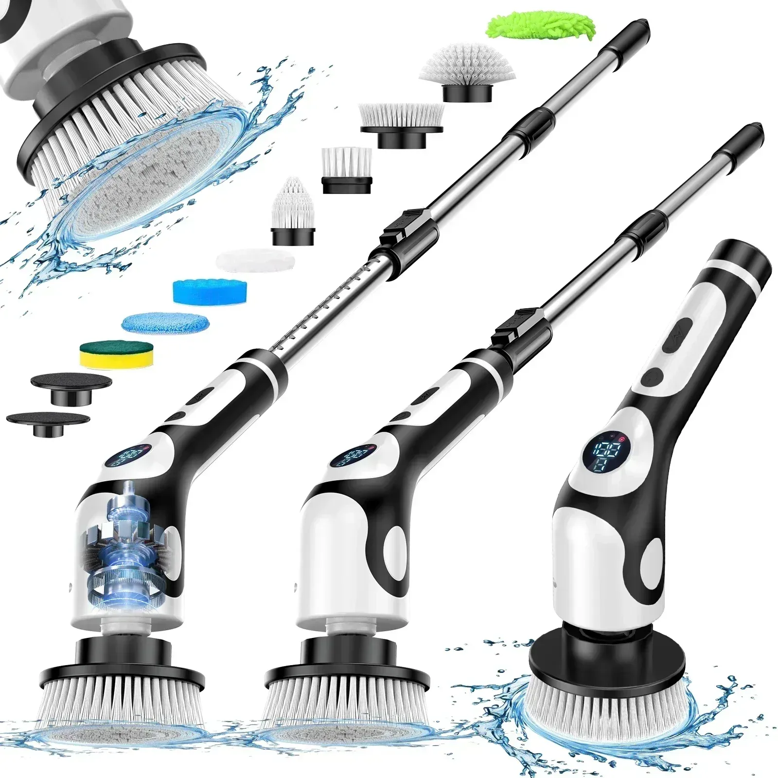 TINSOL Brosse de nettoyage électrique rechargeable 11 en 1 multifonctionnelle, rotative et intelligente, avec commande vocale, idéale pour la cuisine 7