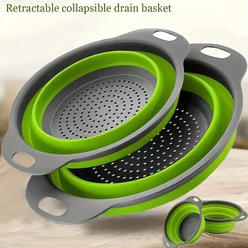 Passoire en silicone pliable et peu encombrante avec poignée, panier de lavage pour fruits et légumes