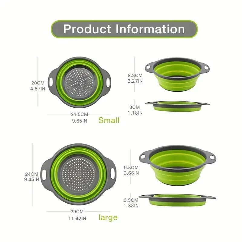 Passoire en silicone pliable et peu encombrante avec poignée, panier de lavage pour fruits et légumes 3